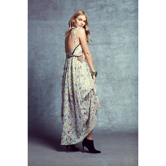 Free People Cherry Blossom Sheer Mesh Maxi Gown Dress Size 4‎ - Picture 3 of 11